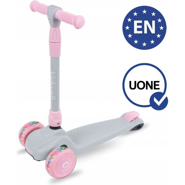 Hulajnoga 3-kołowa świecące koła Jax Kidwell - Gray/Pink