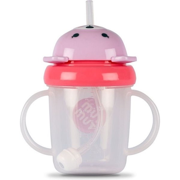 Kubek z rurką Weany Tum Tum - miś betsy różowy
