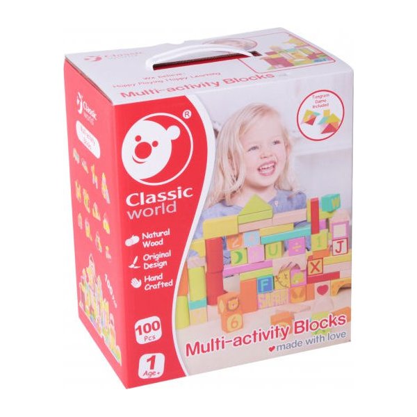 Zestaw drewnianych klocków 100 elem. Classic World