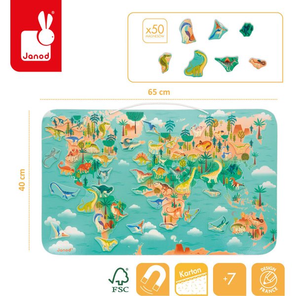 Drewniana układanka magnetyczna z 50 magnesami Dinozaury Janod - Dinozaury