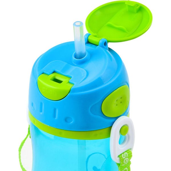 Bidon ze słomką i paskiem 400 ml Trunki - niebieski Terrance