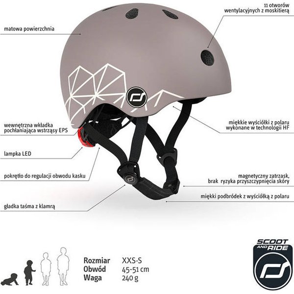 Kask dla dzieci 1-5 lat Scootandride - Brown Lines