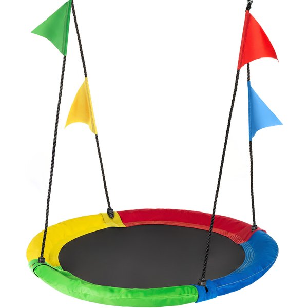 Huśtawka ogrodowa, bocianie gniazdo z flagami XXL Outtec - czarna/kolor