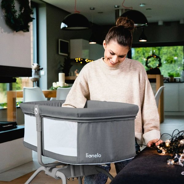 Łóżeczko turystyczne, kołyska 3w1 Malin Lionelo - grey concrete