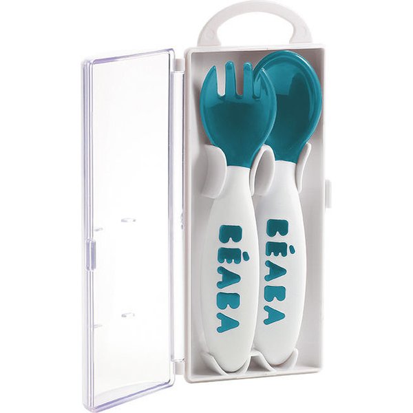 Sztućce plastikowe w etui Beaba - blue