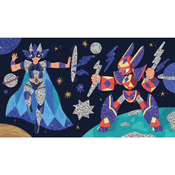 Zestaw kreatywny Brokat Bohaterowie 6+ Janod