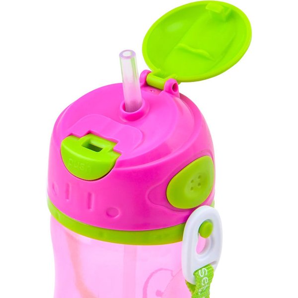 Bidon ze słomką i paskiem 400 ml Trunki - różowy Trixie