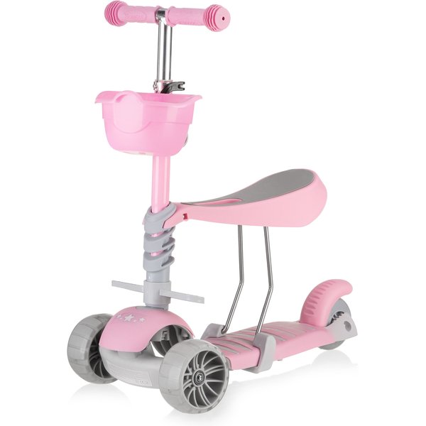 Hulajnoga trójkołowa, jeździk 3w1 Stars - różowy