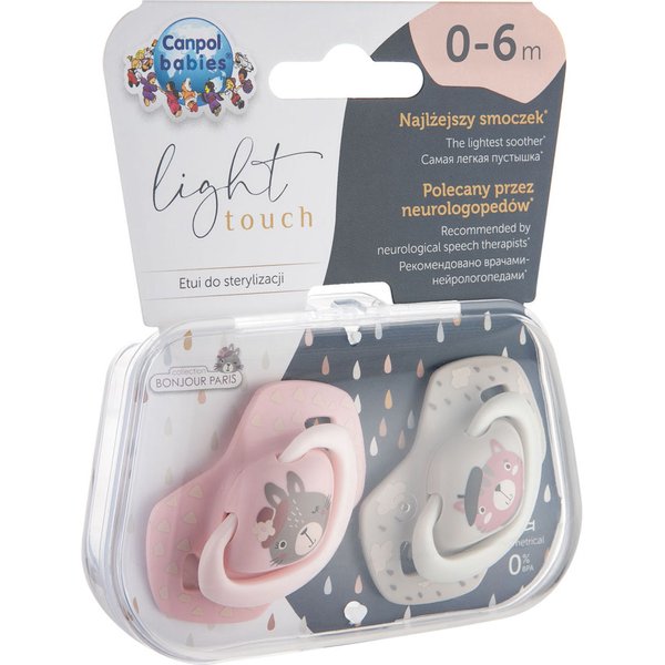 Smoczki uspokajające symetryczne Bonjour Paris 2szt. Canpol - różowy