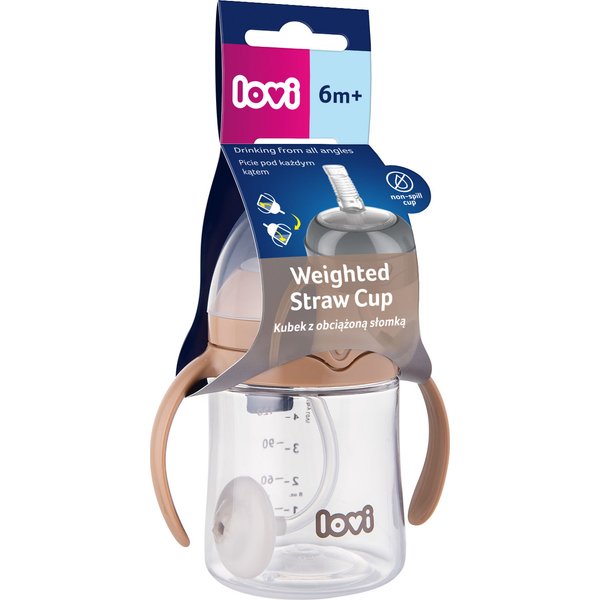 Pierwszy kubek z obciążoną słomką 150ml Lovi - brown