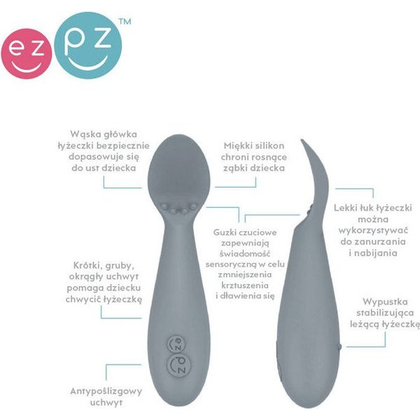 Komplet naczyń silikonowych First Foods Set EZPZ - szary