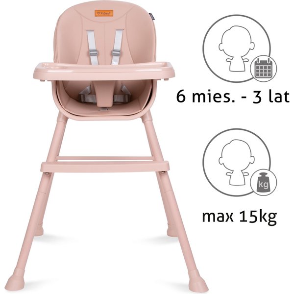 Krzesełko do karmienia Eatan 4w1 Kidwell - różowy
