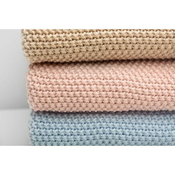 Koc dziergany bawełna 100x80cm Sensillo - niebieski