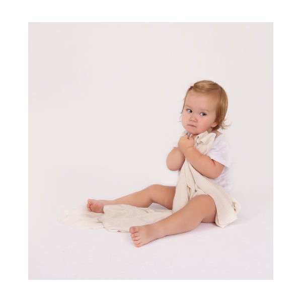 Kocyk bambusowy dziany Thai 80x100 cm - biały