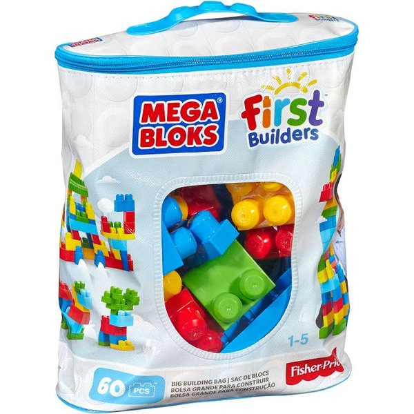 Niebieska torba z klockami 60 el. First Builders Mega Bloks