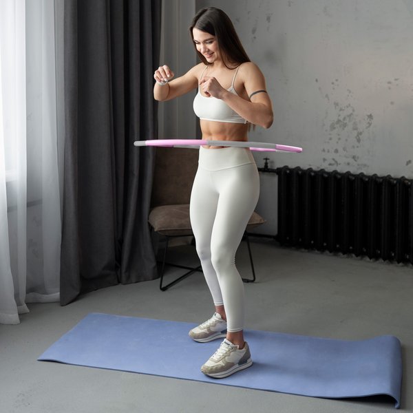 Hula hop składane z masażerem neoprenowe 100cm Gymtek - różowe/szare
