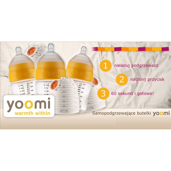 Butelka z podgrzewaczem i kapsułą 240 ml Yoomi - żółty