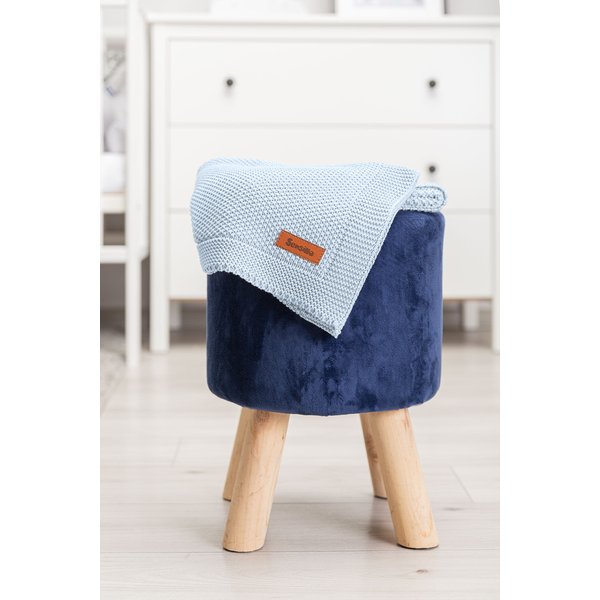 Koc dziergany bawełna 100x80cm Sensillo - niebieski