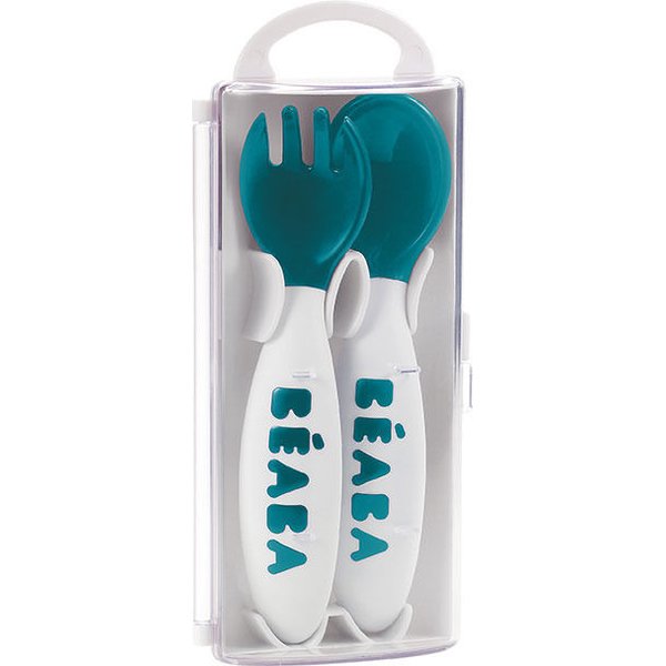 Sztućce plastikowe w etui Beaba - blue