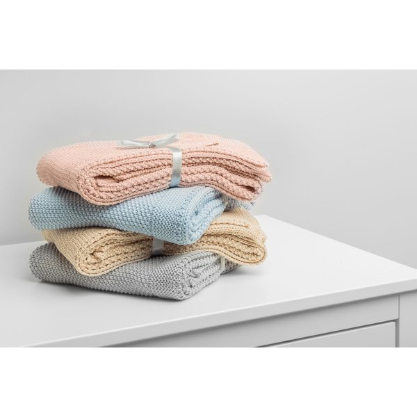 Koc dziergany bawełna 100x80cm Sensillo - niebieski