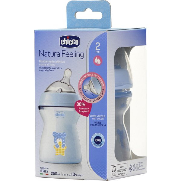 Butelka plastikowa Naturalfeeling 250ml 2m+ Chicco - niebieski