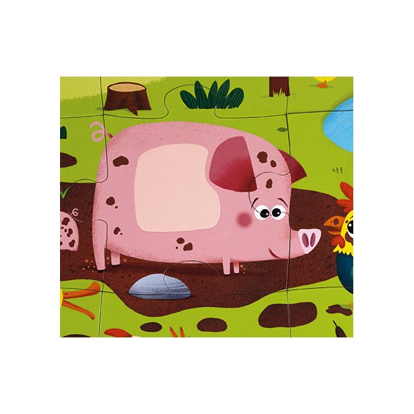 Puzzle sensoryczne 20 elementów Janod - farma