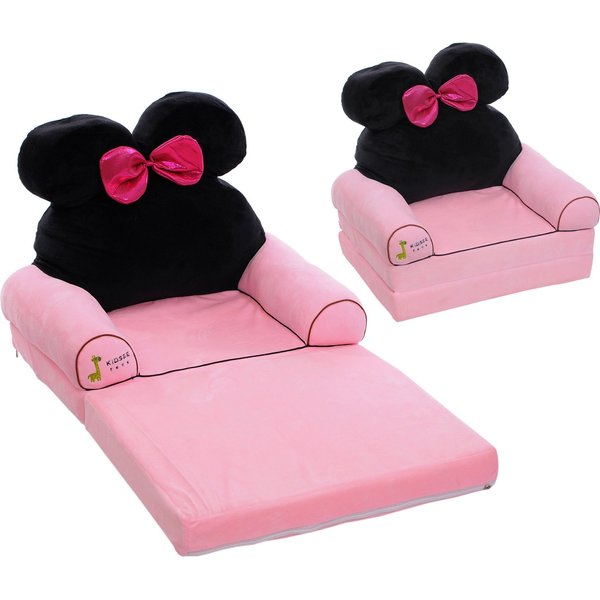 Fotel rozkładany 3 w 1 z mechanizmem grającym Kidsee - Różowa myszka
