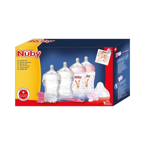 Zestaw butelek i akcesoriów Nuby - różowy