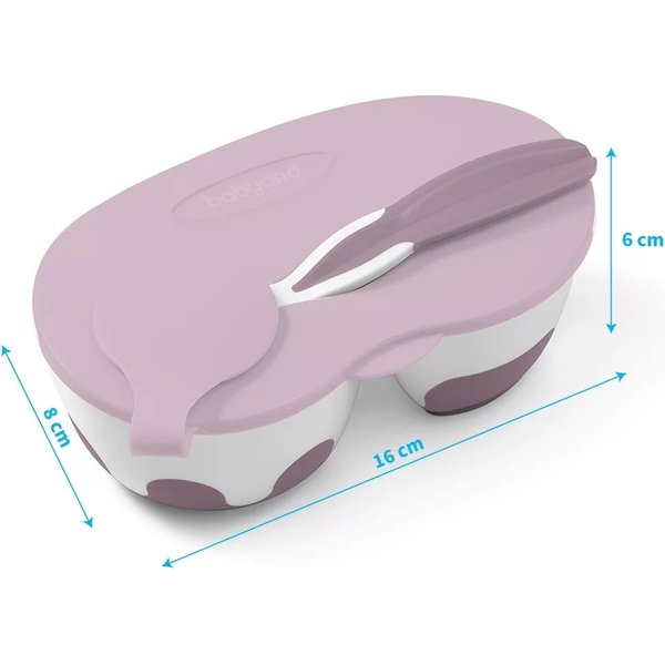Miseczka dwukomorowa z łyżeczką BabyOno - różowa