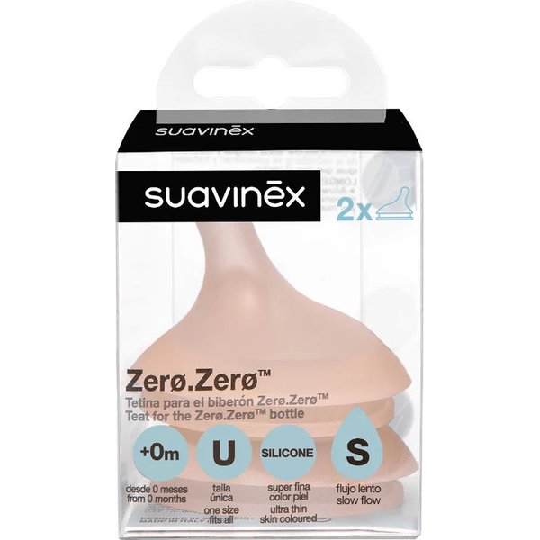 Smoczki do butelek zero zero przepływ wolny S 2 szt. Suavinex - przepływ wolny S