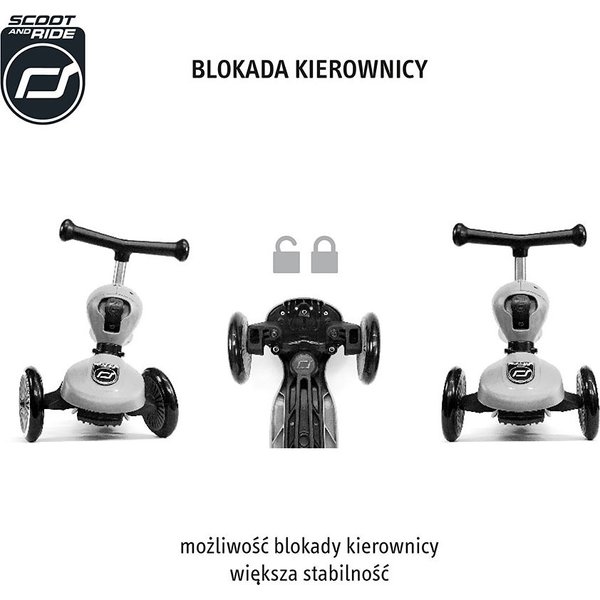 Jeździk, hulajnoga Highwaykick 1 z zamykanym schowkiem Scootnadride - brown