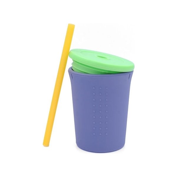 Kubek ze słomką i przykrywką 350ml GoSili - grey lime