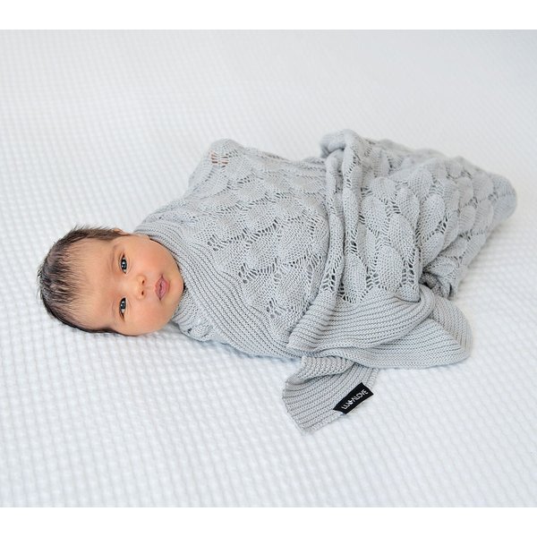 Kocyk ażurowy boho 100x80cm Lullalove - szary