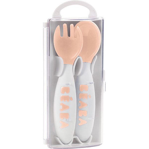 Sztućce plastikowe w etui Beaba - nude