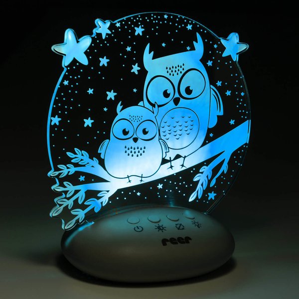 Lampka nocna LED na baterie 7 kolorów timer Reer - sowa