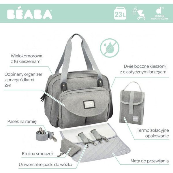 Torba dla mamy Geneva II Beaba - Heather grey