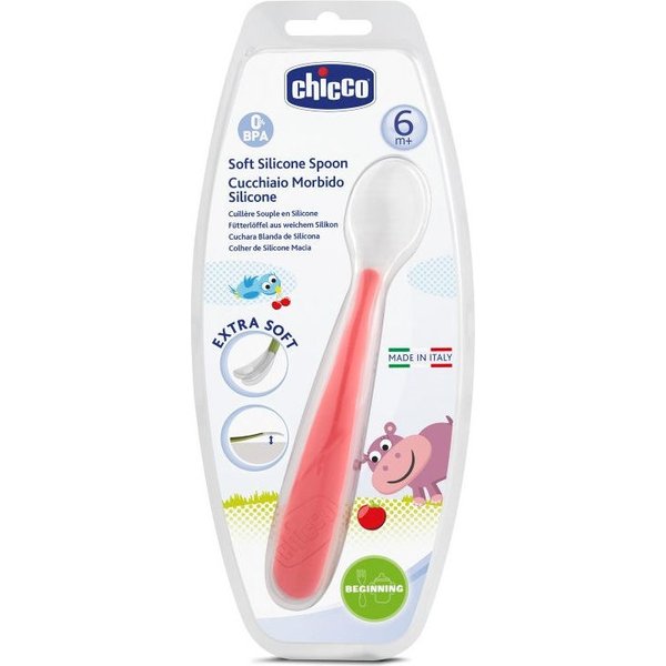 Miękka łyżeczka silikonowa 6m+ Chicco - bordowa
