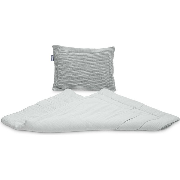 Komplet do łóżeczka dziergany z muśliną Sensillo - szary