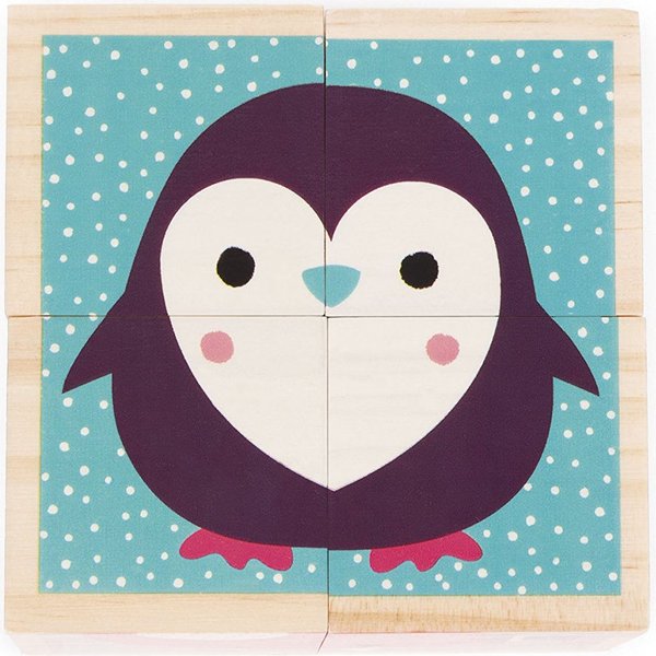 Klocki drewniane Puzzle 6w1 Janod - zwierzątka