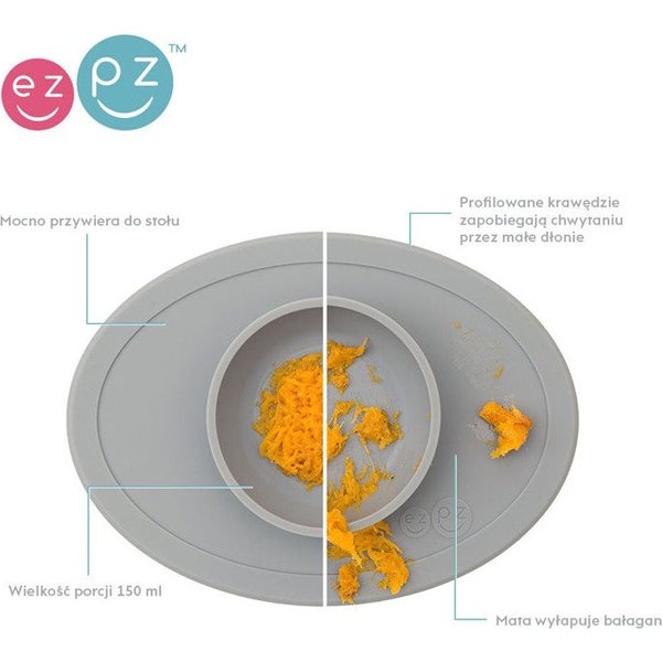 Komplet naczyń silikonowych First Foods Set EZPZ - szary