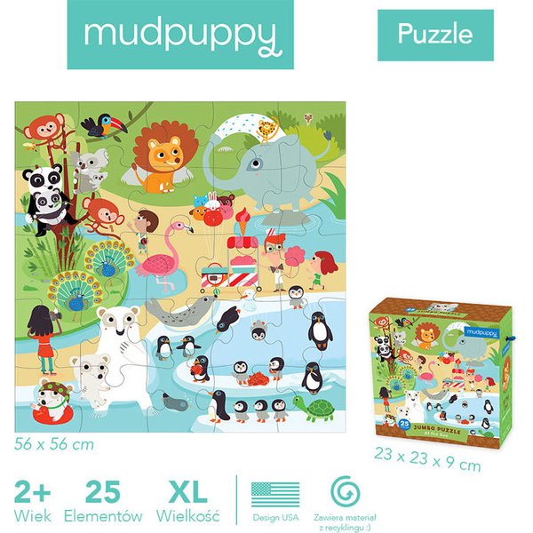 Puzzle podłogowe Jumbo Mudpuppy - W Zoo