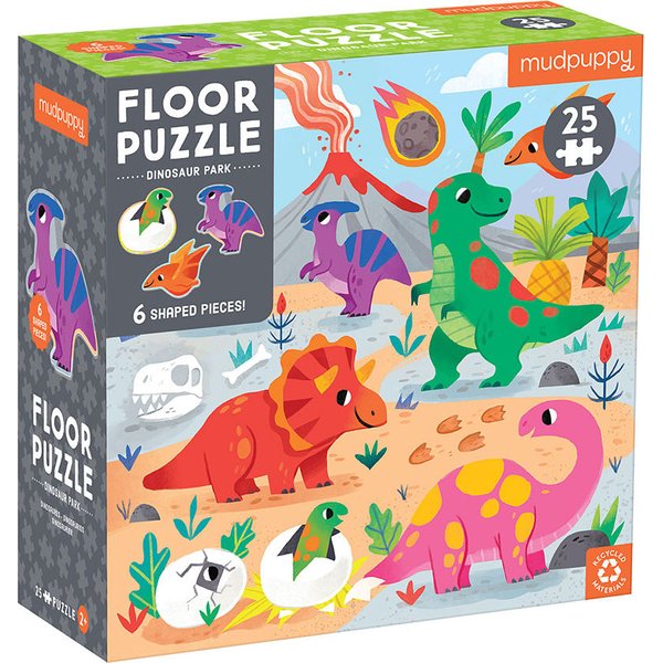 Puzzle podłogowe z elementami specjalnymi 25 el. Mudpuppy - dinozaury