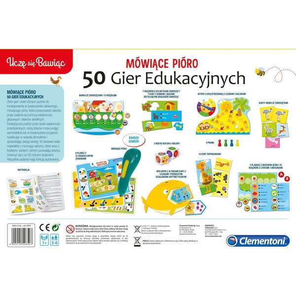 50 gier edukacyjnych z mówiącym piórem Clementoni