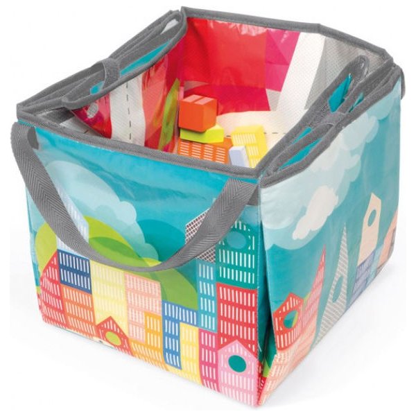 Klocki drewniane z matą do zabawy Kubix Janod - 70 el.