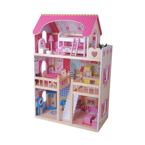 Domek dla lalek drewniany z akcesoriami i oświetleniem Norimpex
