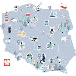 Naklejki na ścianę Mapa Polski Pastelowe Love