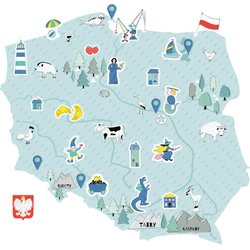 Naklejki na ścianę Mapa Polski Pastelowe Love
