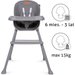 Krzesełko do karmienia Eatan 4w1 Kidwell - szary