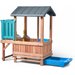 Drewniany domek plac zabaw zjeżdżalnia i pojemnikiem Step2