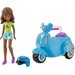 Barbie On the Go pojazd + lalka Mattel - skuter niebieski